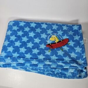 Le Bebe Favorite Dinosaur Saucer Space Ship Stars Fleece Blue Baby Blanket